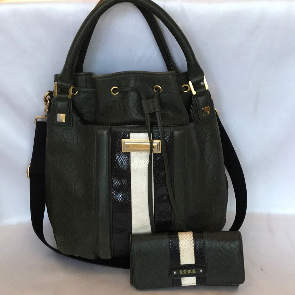 L.A.M.B “Dorset Covet” Green Satchel/Wallet
